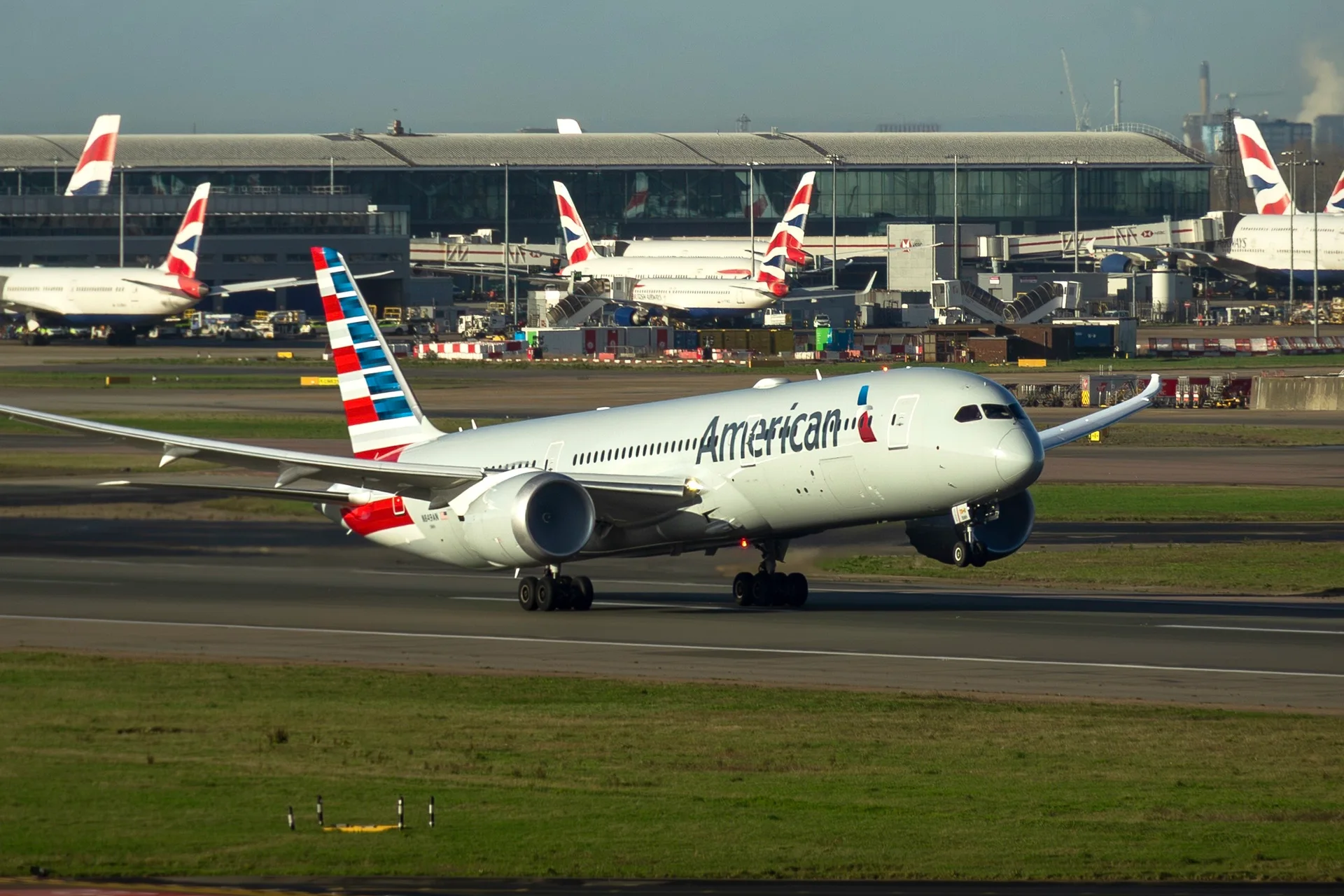 American Airlines beginning its departure