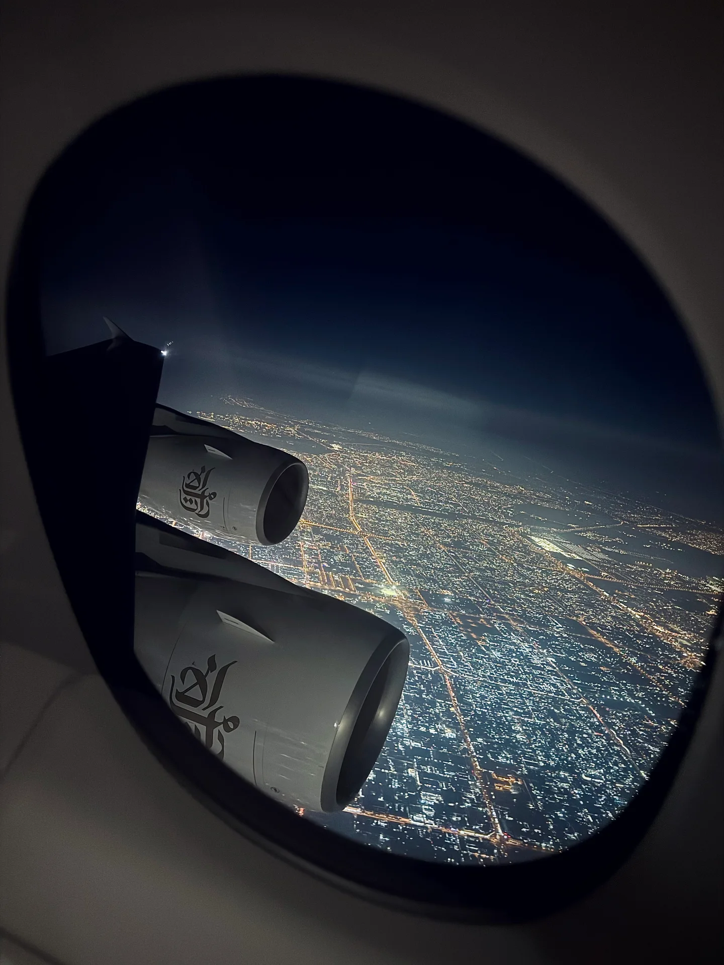 City lights below